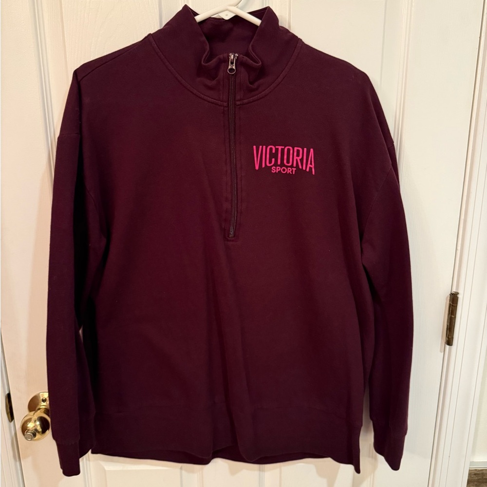 EUC Victoria Secret Women's Burgundy 1/4 Zip Pullover